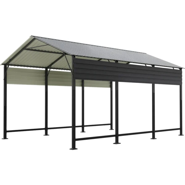 10x15_metal_carport_with_vertical_roof_black_main Patiowell 10'x15' Metal Carport with Vertical Roof, Black