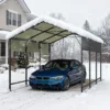 10x15_metal_carport_with_vertical_roof_black_scene2_1 Patiowell 10'x15' Metal Carport with Vertical Roof, Black