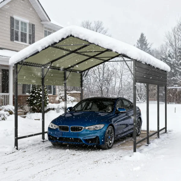 10x15_metal_carport_with_vertical_roof_black_scene2_1 Patiowell 10'x15' Metal Carport with Vertical Roof, Black