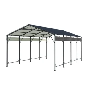 Patiowell 12'x20' Metal Carport with Vertical Roof, Black