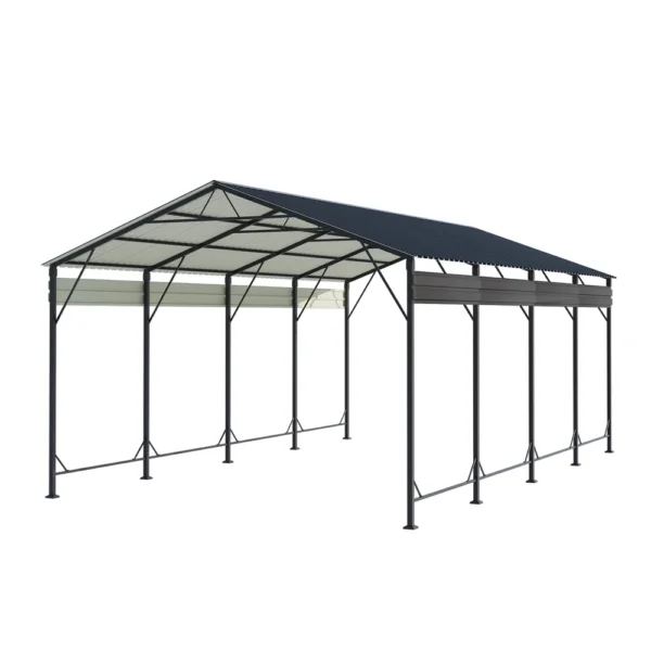 12x20_metal_carport_with_vertical_roof_black_main Patiowell 12'x20' Metal Carport with Vertical Roof, Black