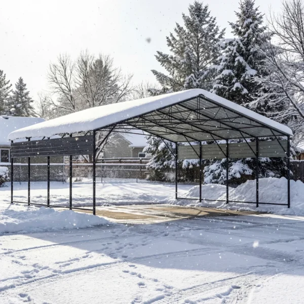 20x20_outdoor_metal_carport_black_scene2_1 Patiowell 20x20 ft Outdoor Metal Carport, Black