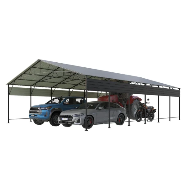 20x30_outdoor_metal_carport_black_main3 Patiowell 20x30 ft Outdoor Metal Carport, Black