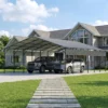 20x30_outdoor_metal_carport_black_scene Patiowell 20x30 ft Outdoor Metal Carport, Black