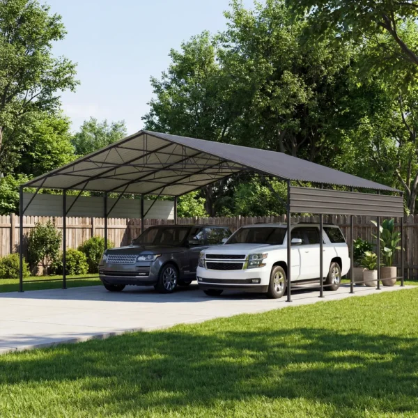 home_page_carports_h5 Patiowell 20x20 ft Outdoor Metal Carport, Black